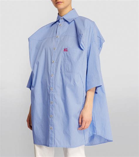 Natasha Zinko Blue Cotton Striped Shirt Harrods UK