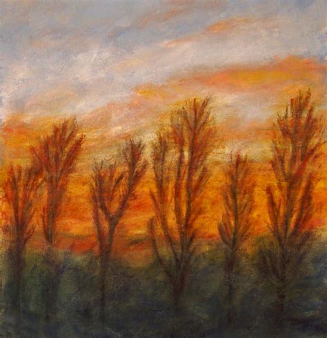 Late Autumn Sunset Penola Margaret Hage Acrylic And Pastel On Paper