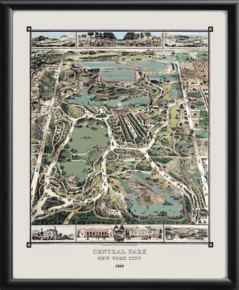 Central Park 1860 Vintage City Maps Restored City Maps