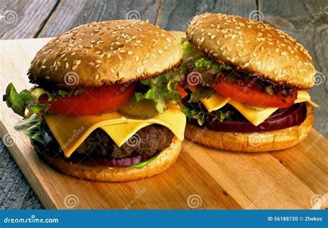 Two Burgers Stock Photo Image Of Brown Green Abundance 56188720