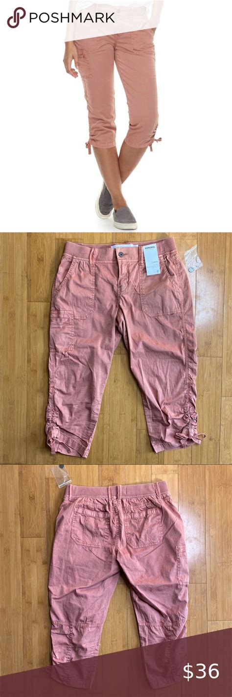 Nwt Sonoma Ruched Hem Utility Capris Pink 6 In 2020 Pants For Women