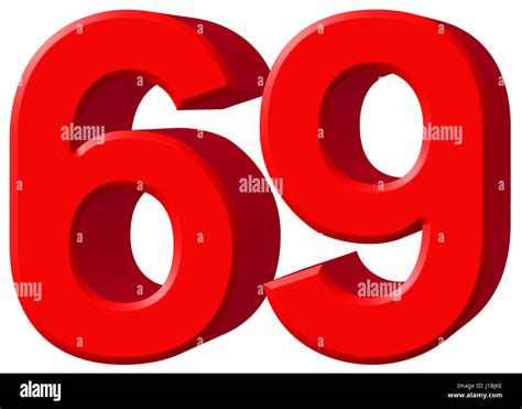 Numeral 69 Sixty Nine Isolated On White Background 3d Render Stock