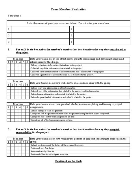 2022 Team Evaluation Form Fillable Printable Pdf And Forms Handypdf