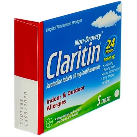 Claritin 24 Hour Allergy Relief Tablets Loratadine 10mg 5 Count King
