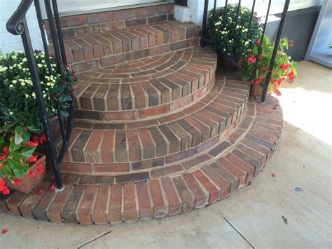 Brick steps at entry | Brick steps, Porch stairs