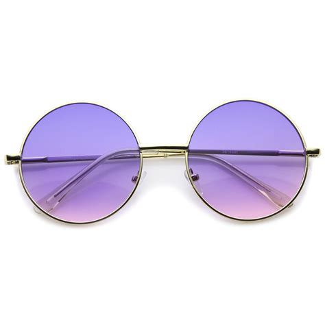 Womens Metal Round Sunglasses With Uv400 Protected Gradient Lens