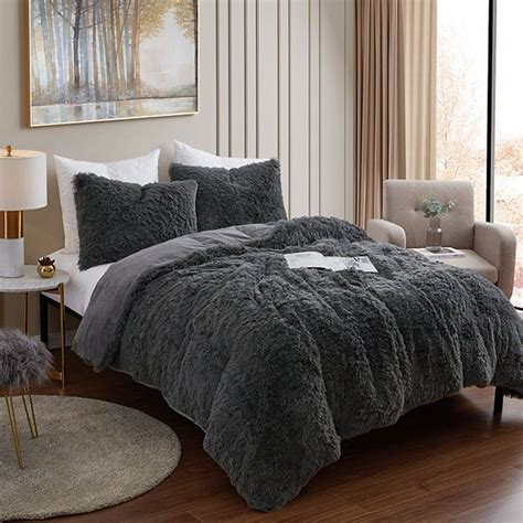 Sweet Home Collection Long Plush Shaggy Faux Fur Comforter Set With Shams