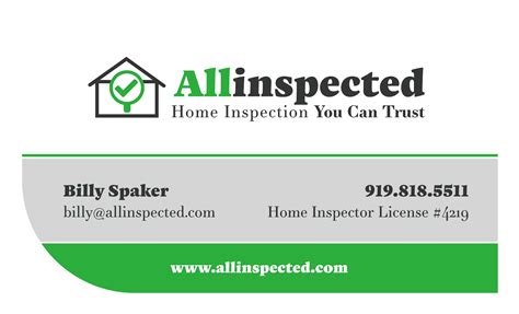 Home Inspection Business Card Design Redwood Raleigh And Wake Forest Nc