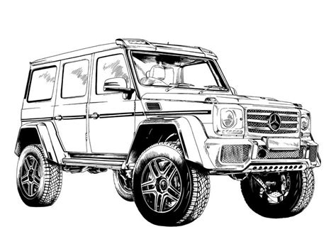 Mercedes Benz G Class W463 Ink Drawing
