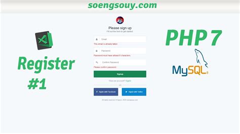 Php Mysql Registration Form Html With Validation Youtube