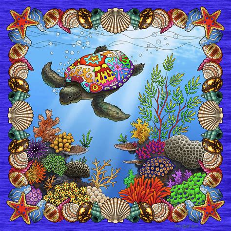 Psychedelic Turtle Painting By Aron Gadd
