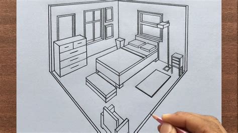 How To Draw A Bedroom In 2 Point Perspective Step By Step Youtube