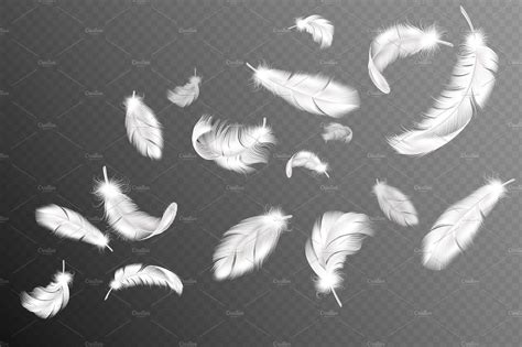 Flying Feathers Falling Twirled Feather Vector Angel Wings Vector