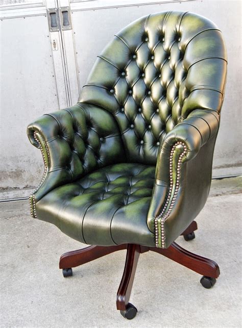For the past 20 years we have been involved in the antiques business in london. Directors swivel chair antique green leather