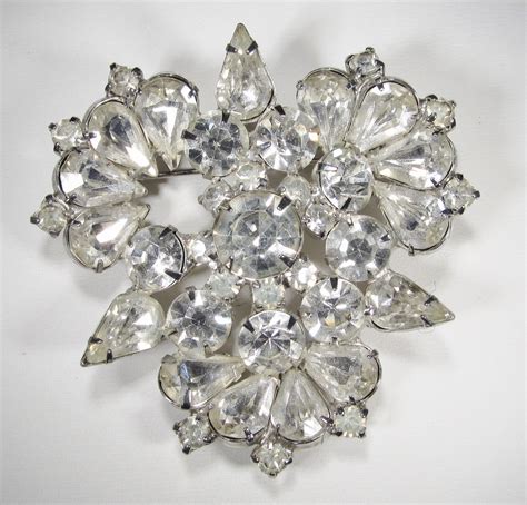 Vintage Rhinestone Brooch Pin Silver Tone Wc 073 49 99 Decatur Coin And Jewelry Coins