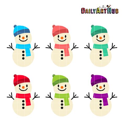Funny Cute Snowmen Clip Art Set Daily Art Hub Free Clip Art Everyday