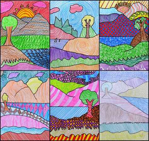 Art With Mr Hall Textured Landscapes Elementary Art Projects