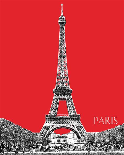 Paris Skyline Eiffel Tower Red Digital Art By Db Artist Fine Art