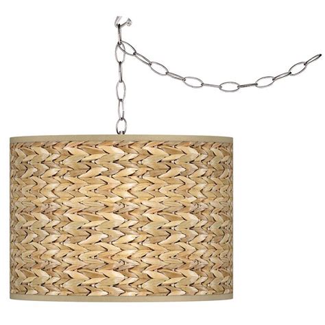 Shop for plug in chandelier at bed bath & beyond. Swag Style Seagrass Print Shade Plug-In Chandelier ...