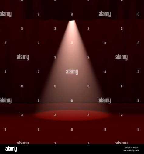 Spotlight On Stage Red Curtain Stock Photo Alamy