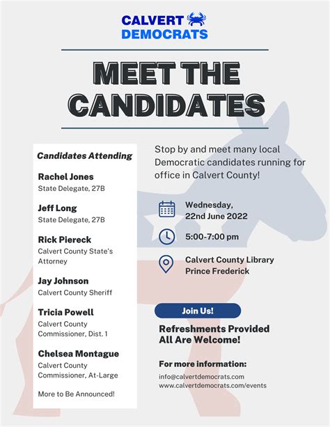 Candidate Meet And Greet — Calvert County Democratic Party