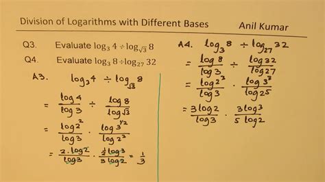 How To Divide And Evaluate Logarithms Youtube