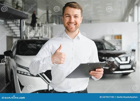 Salesperson At Car Dealership Selling Vehicles Stock Photo Image Of