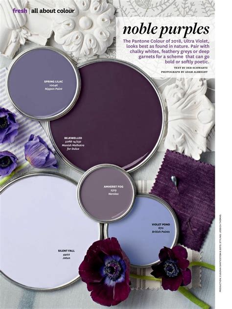 Noble Purples Paint Color Palette The Pantone Colour Of 2018 Ultra