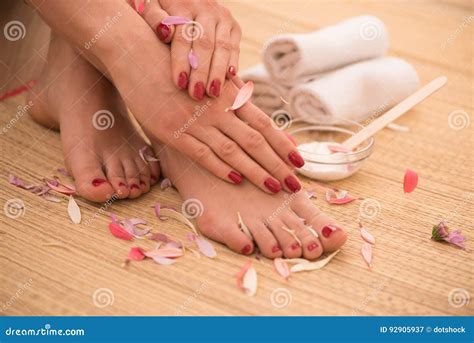 Female Feet And Hands At Spa Salon Stock Image Image Of Human Masseur 92905937