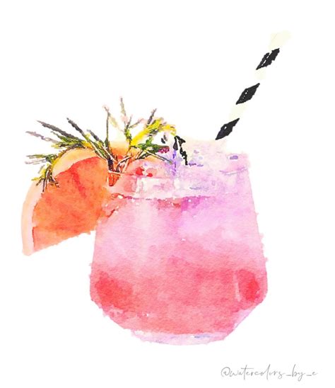 Watercolor Cocktail Print Digital Download Etsy