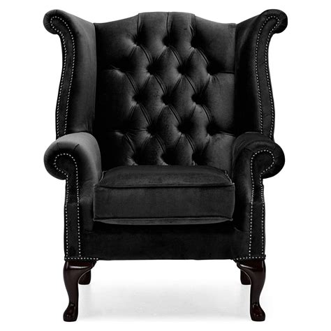 20 days guaranteed delivery within 50 miles radius! Bexley Queen Anne Velvet Chesterfield, Black | Armchair ...