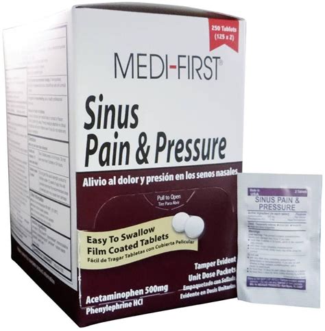Medi First Brand Sinus Pain And Pressure 250 Tablets Ms 71270