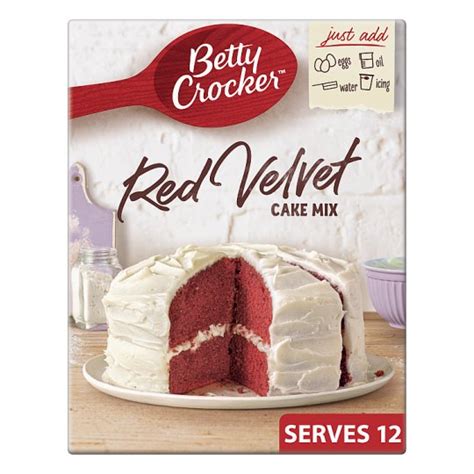 Combine the first seven ingredients in a large mixing bowl at medium speed until smooth, about 2 minutes. Betty Crocker Red Velvet Chocolate Cake Mix 425G - Tesco ...