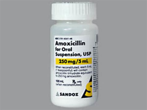 Rx Item Amoxicillin 250mg5ml Sus 100ml By Sandoz Pharma