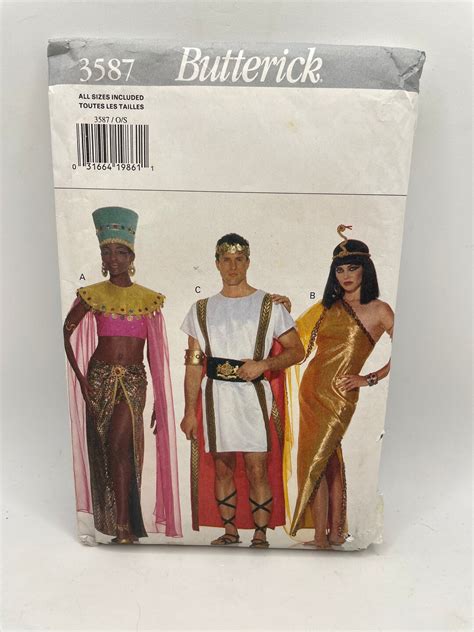 Butterick Sewing Pattern 3587 Costumes For Adults Cleopatra Roman Toga Egyptian Princess Men And