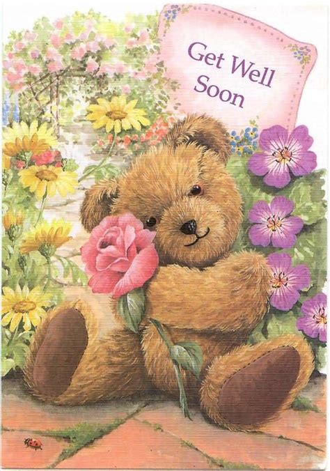 Cute Get Well Soon Wish By Teddy