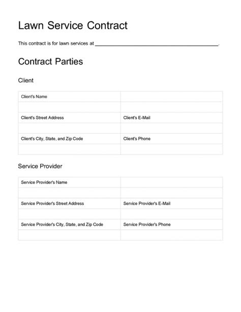 Free Lawn Care Service Contract Samples 3 Pdf Word