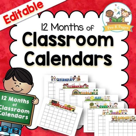 Classroom Calendars Pre K Pages Classroom Calendar Editable