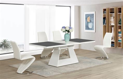 Our large showrooms make it easy to social distance, just make sure to bring a mask. White High Gloss Grey Glass Ex Dining Table and 4 White Z ...