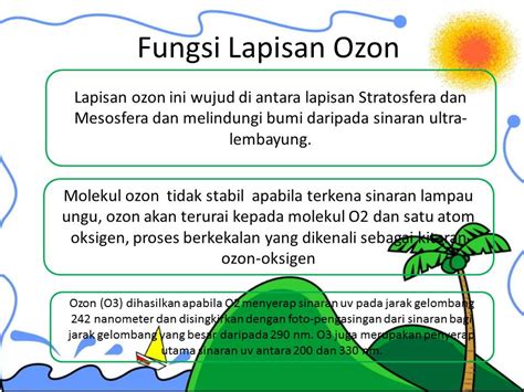 Satu molekul ozon mempunyai tiga atom oksigen. Pendidikan Alam Sekitar: penipisan lapisan ozon