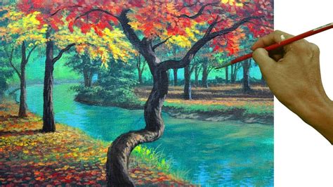 Acrylic Landscape Painting Tutorial On How To Paint Autumn