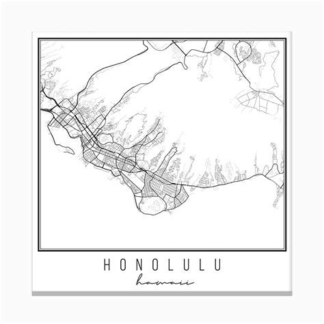 Honolulu Hawaii Street Map Canvas Print By Typologie Paper Co Fy