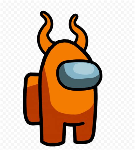 HD Orange Among Us Character With Devil Horns PNG | Citypng