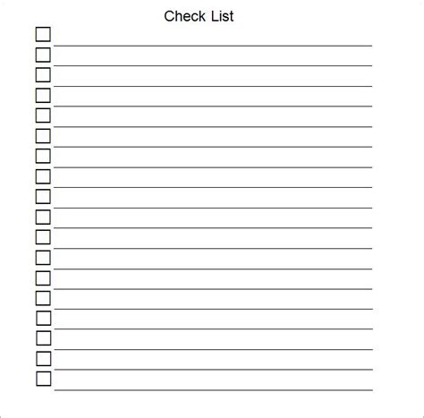 Free Printable Blank Checklist Template Business Psd Excel Word Pdf