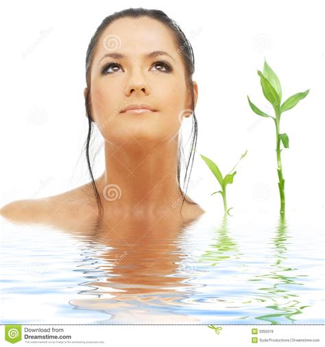 Lovely Brunette With Bamboo Stock Image Image Of Bamboo Clean 3355019