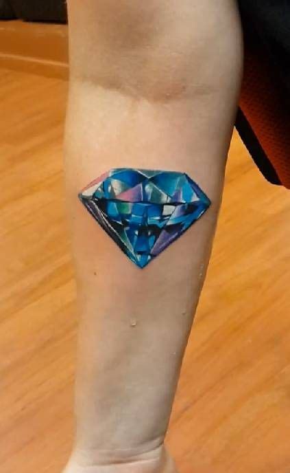 Realistic Diamond Tattoo On The Right Forearm Tattoo Artist