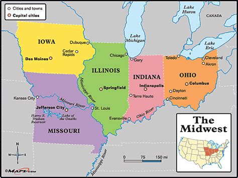 The Midwest Map By From Worlds Largest Map Store