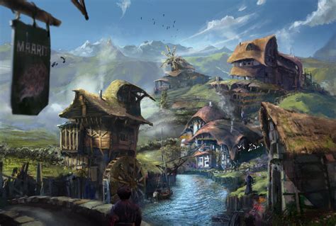 Artstation Fantasy Fishing Village And Town Centre For Indie Game