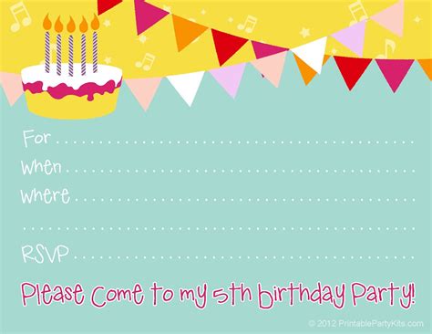 A Cute Free Printable 5th Birthday Invitation For Boys Or Girls From