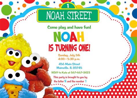 Baby Elmo Sesame Street First Birthday Invitation Digital Or Printed